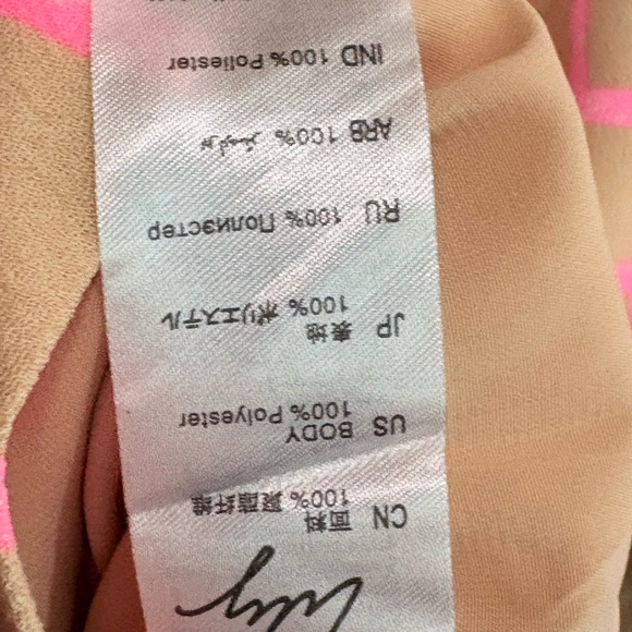 🧶LILY Pink & Beige Grid Shift Dress with Embroidered Birds - Size S - Picture 10 of 14